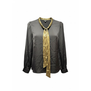 Tie Neck Blouse in Black & Gold