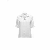 Pearl V-neck Blouse in White