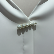 Pearl V-neck Blouse in White