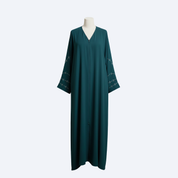 Jubah Dubai Bloom in Teal Blue