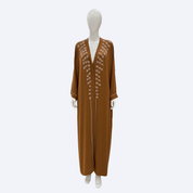 Jubah Dubai Droplets in Cinnamon Brown