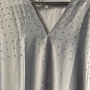 Jubah Manik Floral Spread in Opal Grey