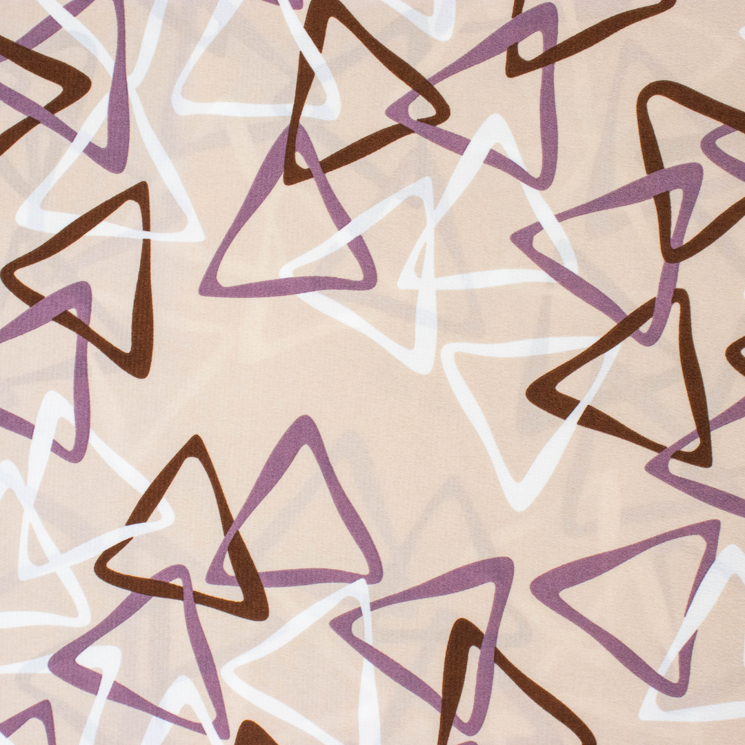 Crepe Geometric Triangle Print in Cream