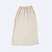 Plain Satin Pencil Skirt with Back Slit -  Cream