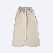 Plain Satin Pencil Skirt with Back Slit -  Cream