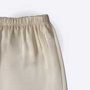 Plain Satin Pencil Skirt with Back Slit -  Cream